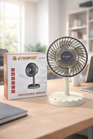 JY-2218 Rechargeable Mini Fan – Portable USB Desk Fan with Strong Airflow