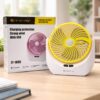 JY-1880 Rechargeable Mini Fan with LED Light – Portable USB Desk Fan